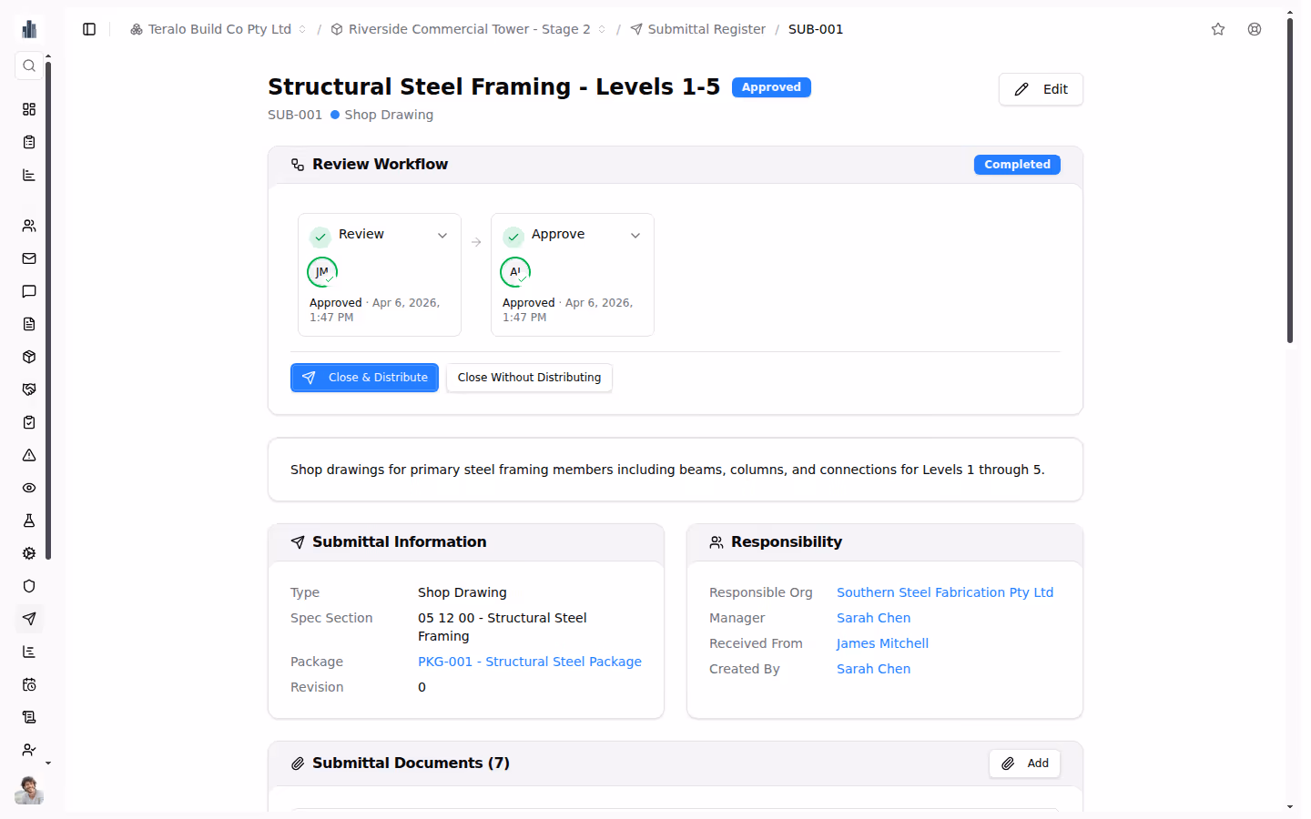 Quality & Submissions screenshot — detail view